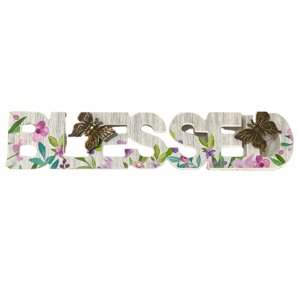 Other - 🦋 Free With Any Purchase! Blessed Wooden Floral Sign